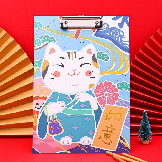 中國風A4板夾 創意招財貓檔案夾 辦公學生文具夾 A4文件夾