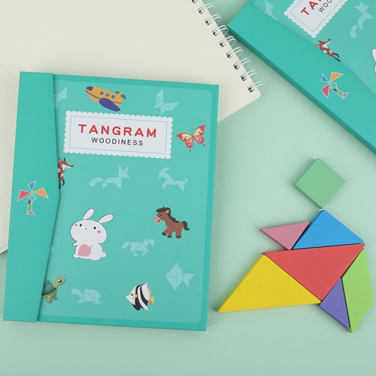 七彩木製磁性拼圖 益智七巧板 開發智力拼圖 彩色拼板