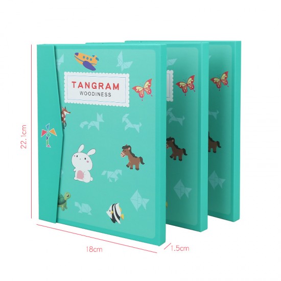 七彩木製磁性拼圖 益智七巧板 開發智力拼圖 彩色拼板
