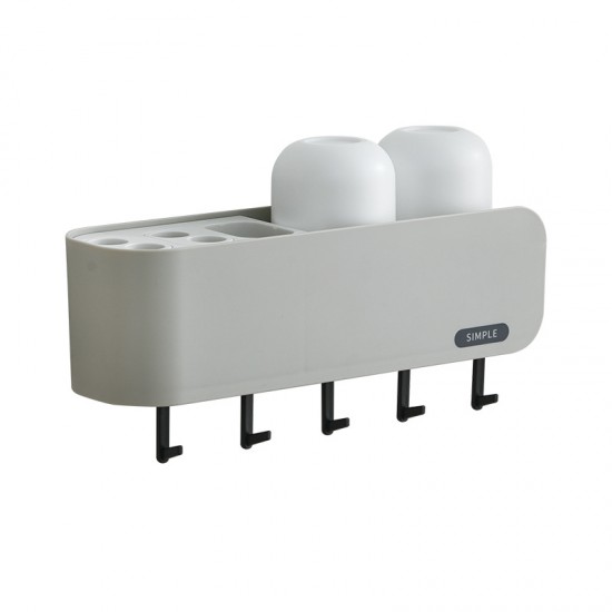 壁掛式牙刷置物架 多功能牙刷漱口杯收納架 牙刷架 浴室必備置物架