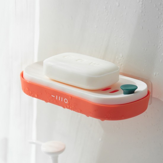 按壓式瀝水肥皂架 浴室必備強力無痕香皂盒 壁掛式肥皂架
