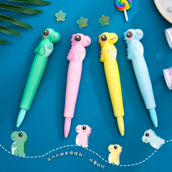 小恐龍紓壓中性筆 軟綿綿超萌捏捏筆 創意發洩玩具筆