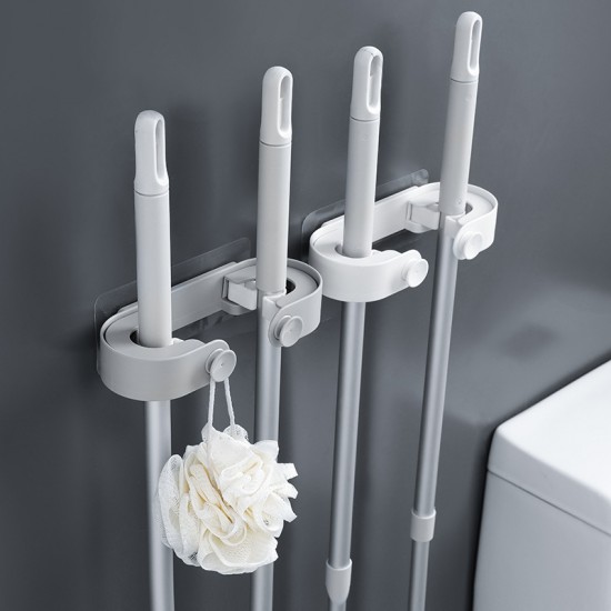 簡約拖把雙掛勾 創意壁掛式拖把抹布掛架 強力拖把固定掛夾
