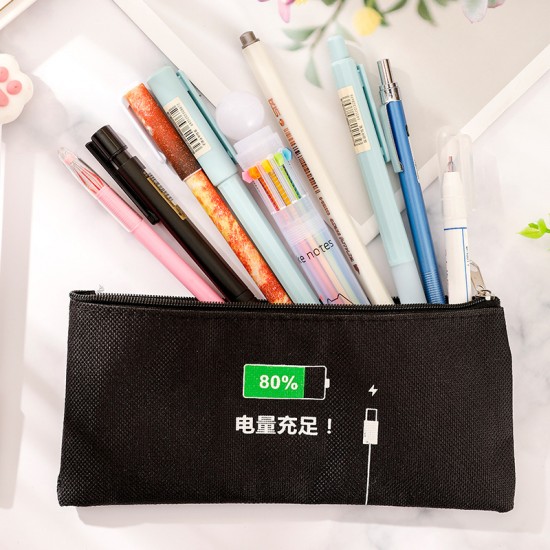 充電量造型筆袋 創意文具收納袋 帆布學生鉛筆盒 創意筆袋