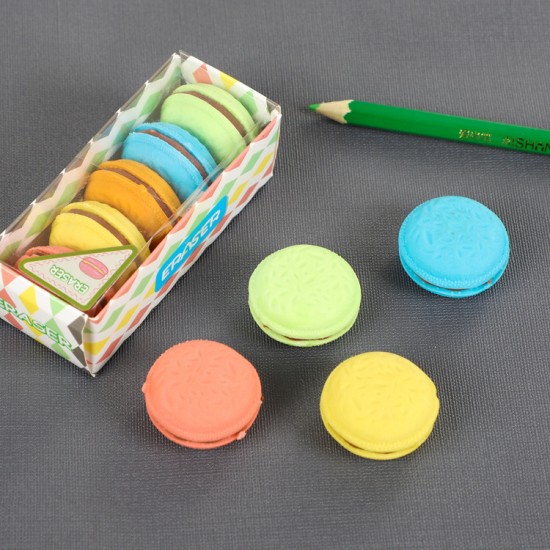創意麵包造型橡皮擦 馬卡龍組合夾心橡皮擦 學生文具 擦子 5個裝