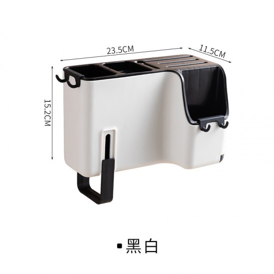 壁掛式廚房收納架 廚房必備刀具瀝水收納架 創意廚房餐具收納盒