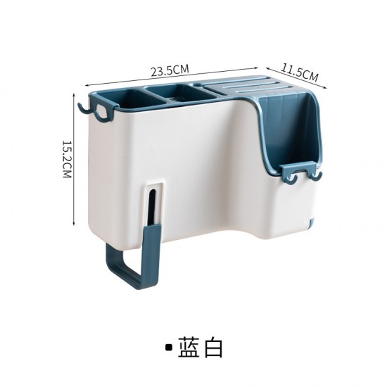 壁掛式廚房收納架 廚房必備刀具瀝水收納架 創意廚房餐具收納盒