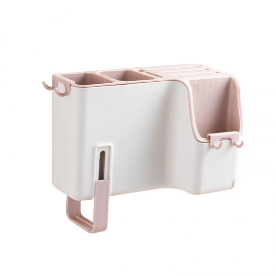 壁掛式廚房收納架 廚房必備刀具瀝水收納架 創意廚房餐具收納盒