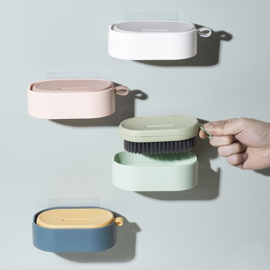 多用途瀝水清潔刷 壁掛式肥皂盒 簡約洗鞋刷 洗衣刷