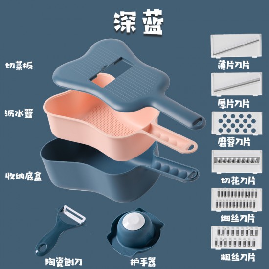 烏克麗麗造型切菜器 創意廚房多功能切菜神器 刨絲切片器 洗菜籃