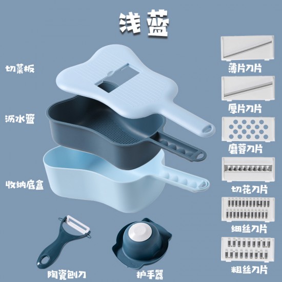 烏克麗麗造型切菜器 創意廚房多功能切菜神器 刨絲切片器 洗菜籃