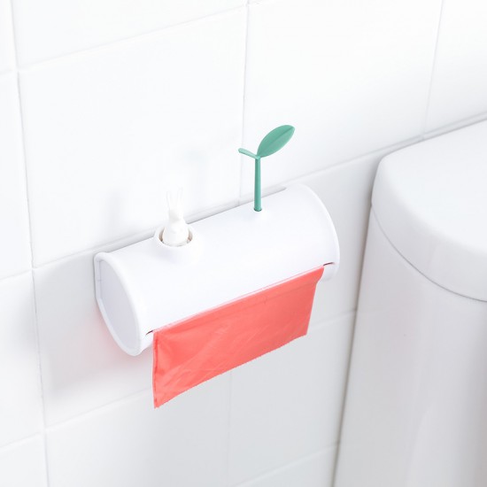 滾動式垃圾袋盒 廚房浴室必備磁吸式抽取盒 可愛兔子小草垃圾袋抽取盒