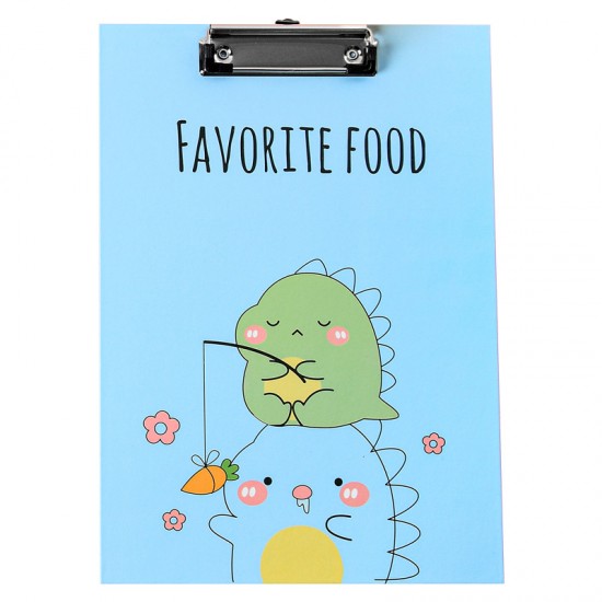 可愛恐龍圖案A4板夾 辦公學生文具夾 A4直式文件夾