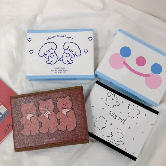 可愛折疊收納盒 簡約桌面雲朵笑臉小熊置物盒 創意多功能收納盒