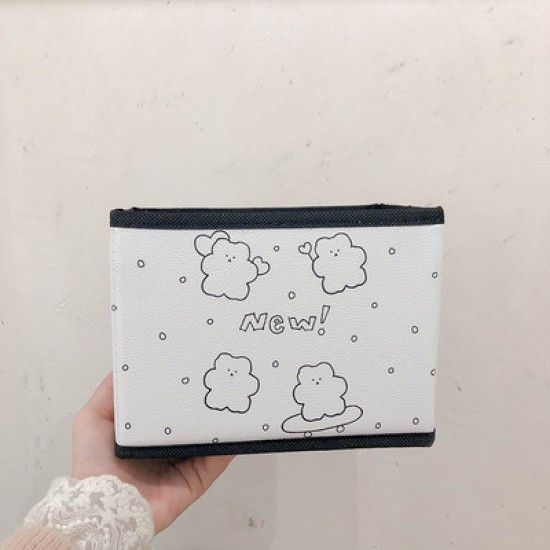 可愛折疊收納盒 簡約桌面雲朵笑臉小熊置物盒 創意多功能收納盒