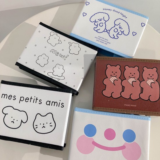 可愛折疊收納盒 簡約桌面雲朵笑臉小熊置物盒 創意多功能收納盒