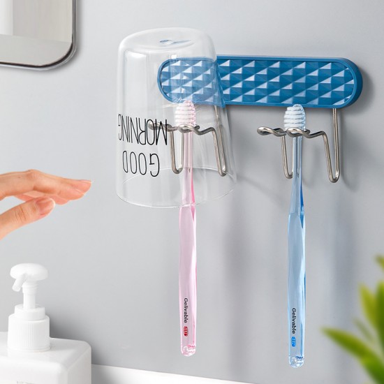 壁掛式牙刷杯架 創意洗漱用品置物架 牙刷掛勾 漱口杯掛架