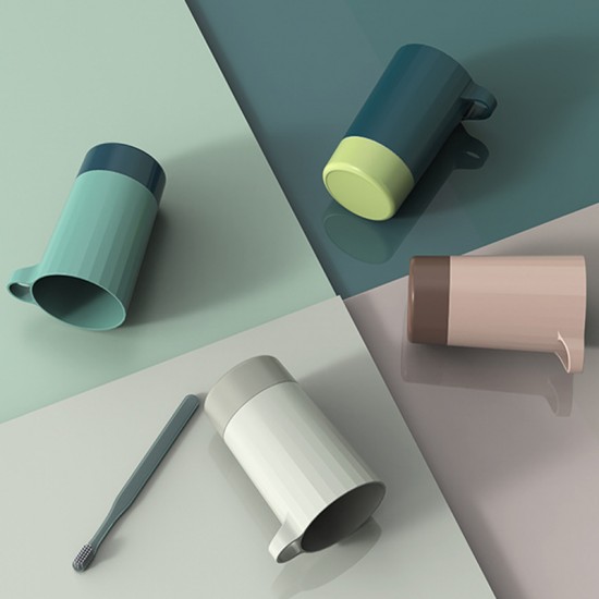 北歐撞色牙刷架漱口杯 簡約雙色牙刷杯 雙層塑膠杯 旅行必備牙刷杯