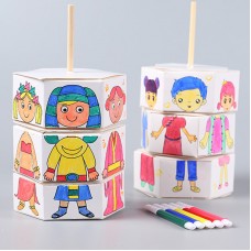 DIY旋轉換裝玩具 創意手工紙製彩繪玩具 創意美勞玩具