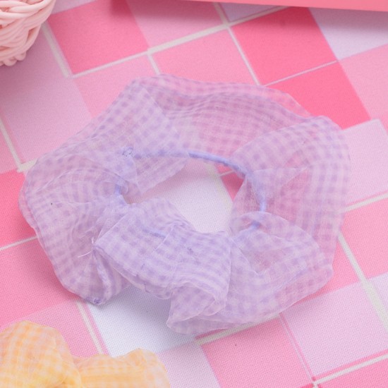格紋布大腸髮圈 創意透明網紗格紋大腸圈 少女必備髮飾 馬尾髮圈