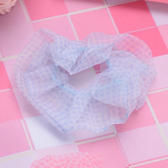 格紋布大腸髮圈 創意透明網紗格紋大腸圈 少女必備髮飾 馬尾髮圈