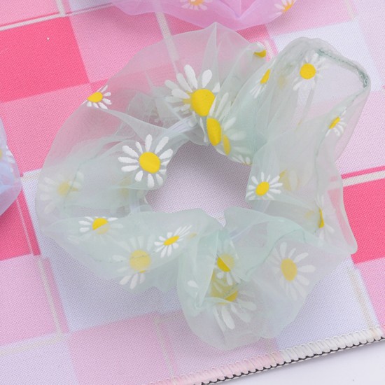 碎花大腸髮圈 創意透明雛菊大腸圈 少女必備髮飾 小花馬尾髮圈