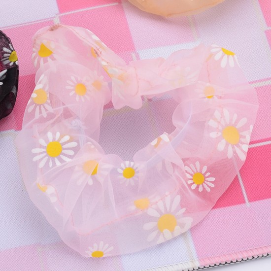 碎花大腸髮圈 創意透明雛菊大腸圈 少女必備髮飾 小花馬尾髮圈