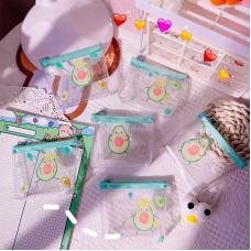 可愛酪梨收納包 創意透明印花拉鍊袋 可愛圖案耳機收納包 零錢包