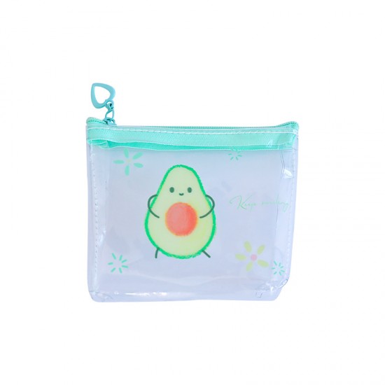 可愛酪梨收納包 創意透明印花拉鍊袋 可愛圖案耳機收納包 零錢包