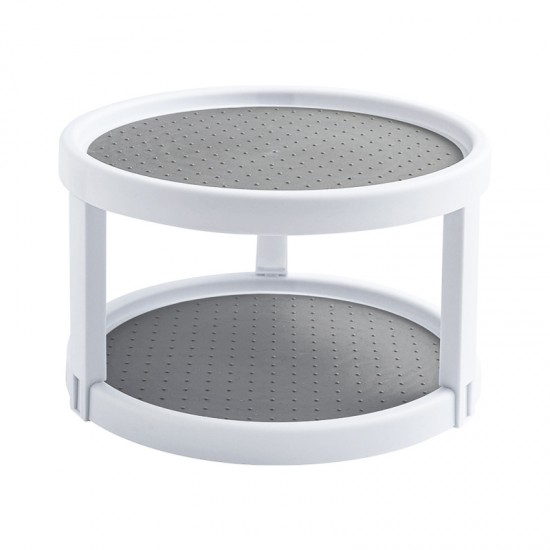 可旋轉調味瓶收納架 創意旋轉雙層置物架 廚房必備調味罐收納架