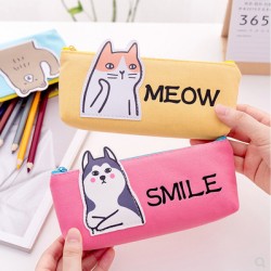 可愛動物帆布筆袋 大容量文具收納袋 可愛動物小清新文具袋 帆布收納袋