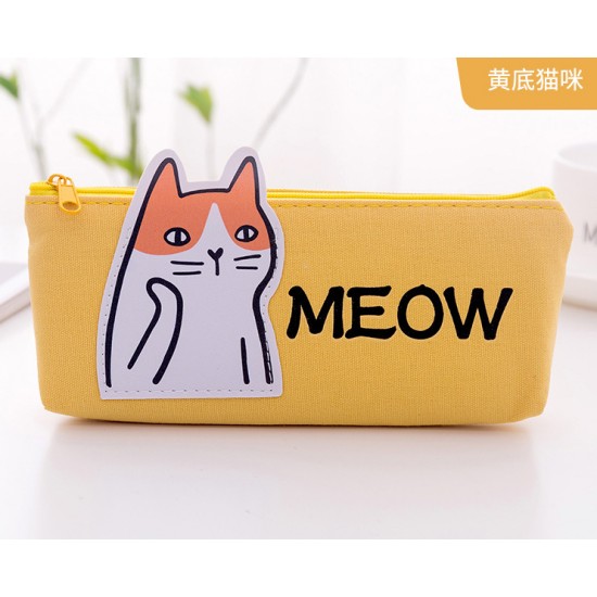 可愛動物帆布筆袋 大容量文具收納袋 可愛動物小清新文具袋 帆布收納袋
