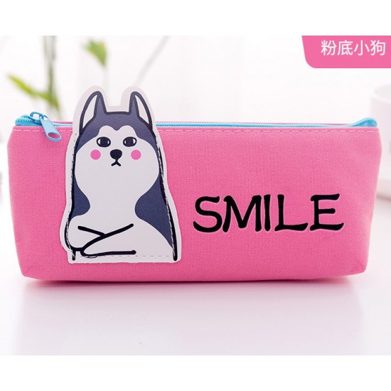 可愛動物帆布筆袋 大容量文具收納袋 可愛動物小清新文具袋 帆布收納袋