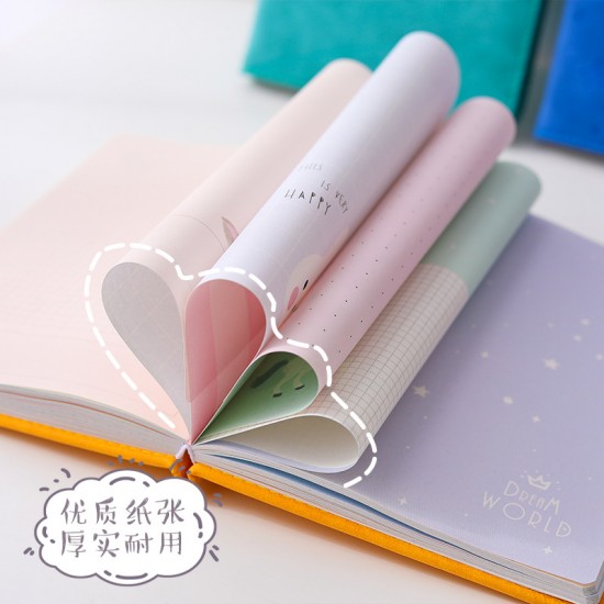 簡約PU筆記本 彩色內頁手帳本 創意多功能記事本 插畫本 筆記本