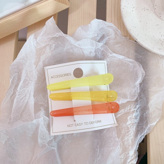 果凍色瀏海夾 3個裝塑膠髮夾 多色甜美鴨嘴夾 化妝髮夾 夾子