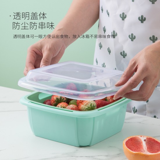 雙層瀝水保鮮盒 雙色廚房瀝水保鮮盒 塑膠洗菜籃 多用途瀝水保鮮盒