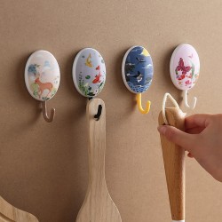 田園風時尚掛勾 中國風水墨塑膠掛鈎 創意塑膠黏貼掛勾 4個裝