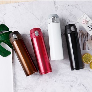 304彈跳杯蓋保溫杯 500ml保溫杯 簡約時尚不鏽鋼保溫瓶 直身瓶