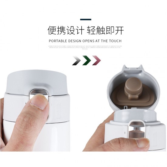 304彈跳杯蓋保溫杯 500ml保溫杯 簡約時尚不鏽鋼保溫瓶 直身瓶