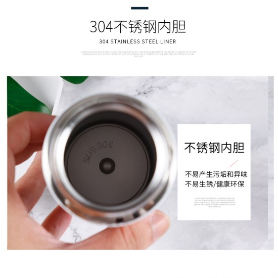 304彈跳杯蓋保溫杯 500ml保溫杯 簡約時尚不鏽鋼保溫瓶 直身瓶