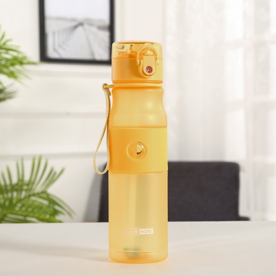 磨砂純色運動水壺 620ml塑膠運動冷水壺 彈蓋式吸管杯 運動水杯