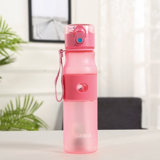 磨砂純色運動水壺 620ml塑膠運動冷水壺 彈蓋式吸管杯 運動水杯