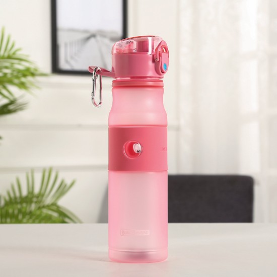 磨砂純色運動水壺 620ml塑膠運動冷水壺 彈蓋式吸管杯 運動水杯