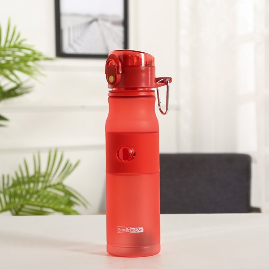 磨砂純色運動水壺 620ml塑膠運動冷水壺 彈蓋式吸管杯 運動水杯