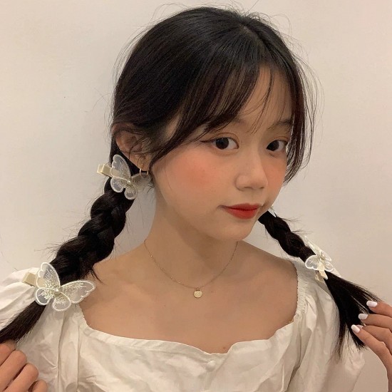 小清新蝴蝶髮夾 森林系蝴蝶造型瀏海夾 刺繡蝴蝶鴨嘴夾 小髮夾