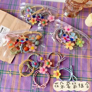 可愛花朵髮圈組 氣質甜美小花朵髮圈 可愛小花圖案髮圈5件組 髮束