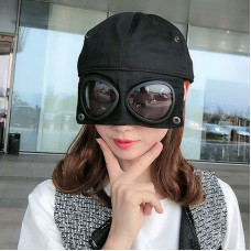 飛行員眼鏡棒球帽 街頭必備鴨舌帽 戶外兩用遮陽帽 百搭棒球帽