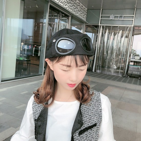 飛行員眼鏡棒球帽 街頭必備鴨舌帽 戶外兩用遮陽帽 百搭棒球帽