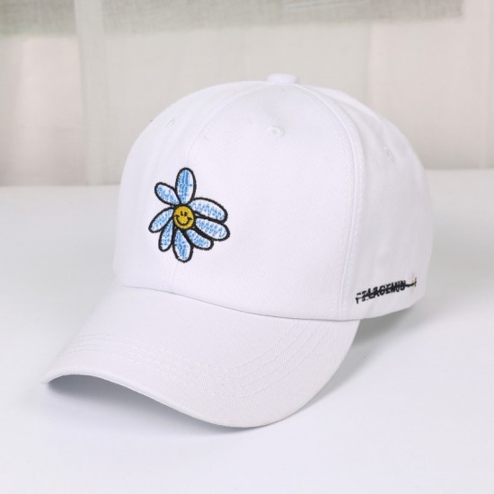 刺繡小花鴨舌帽 可愛雛菊日系棒球帽 時尚遮陽帽 百搭棒球帽