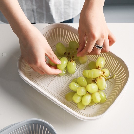 簡約雙層瀝水籃 蔬果塑膠洗菜籃 居家必備水果盤 雙層水果籃